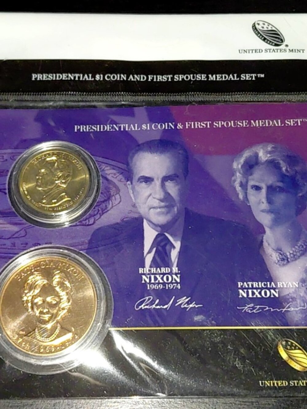 Nixon Presidential Dollar and First Spouse Bronze Medal... In Original Packaging